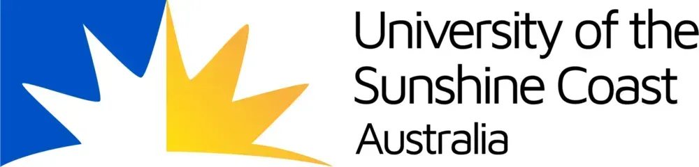 University of the Sunshine Coast Australia logo with blue and yellow sunburst icon