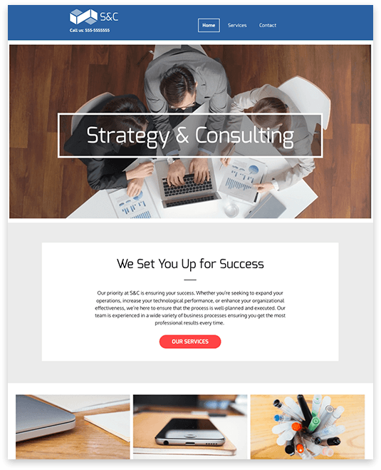Website homepage featuring 