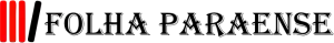 Logotipo com barras verticais vermelhas e o texto “FOLHA PARAENSE” em preto e cinza sobre fundo branco.