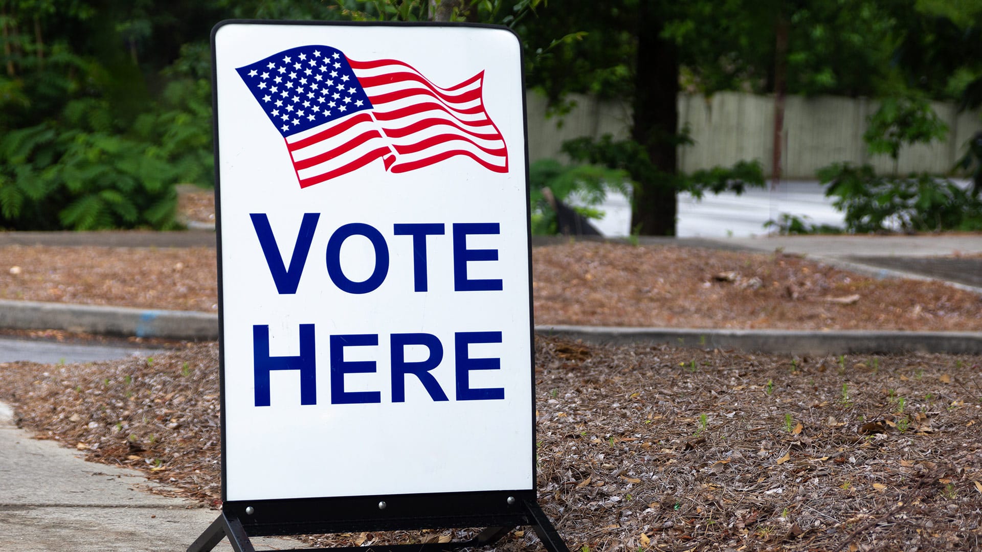 Image of Vote Here sign