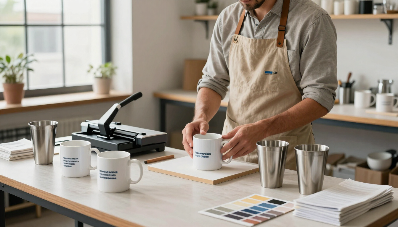 Taller preparando productos personalizados para una campaña empresarial