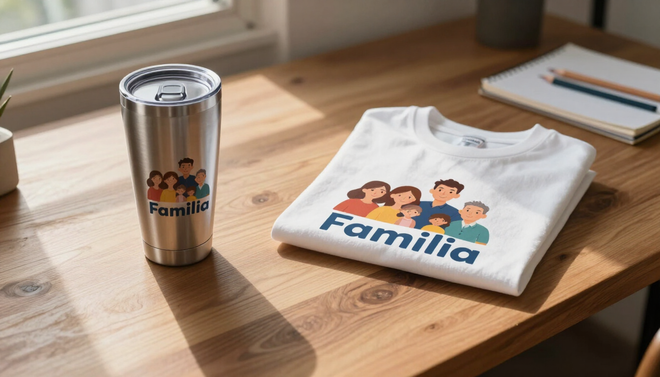 Termo y camiseta personalizados con diseño colorido