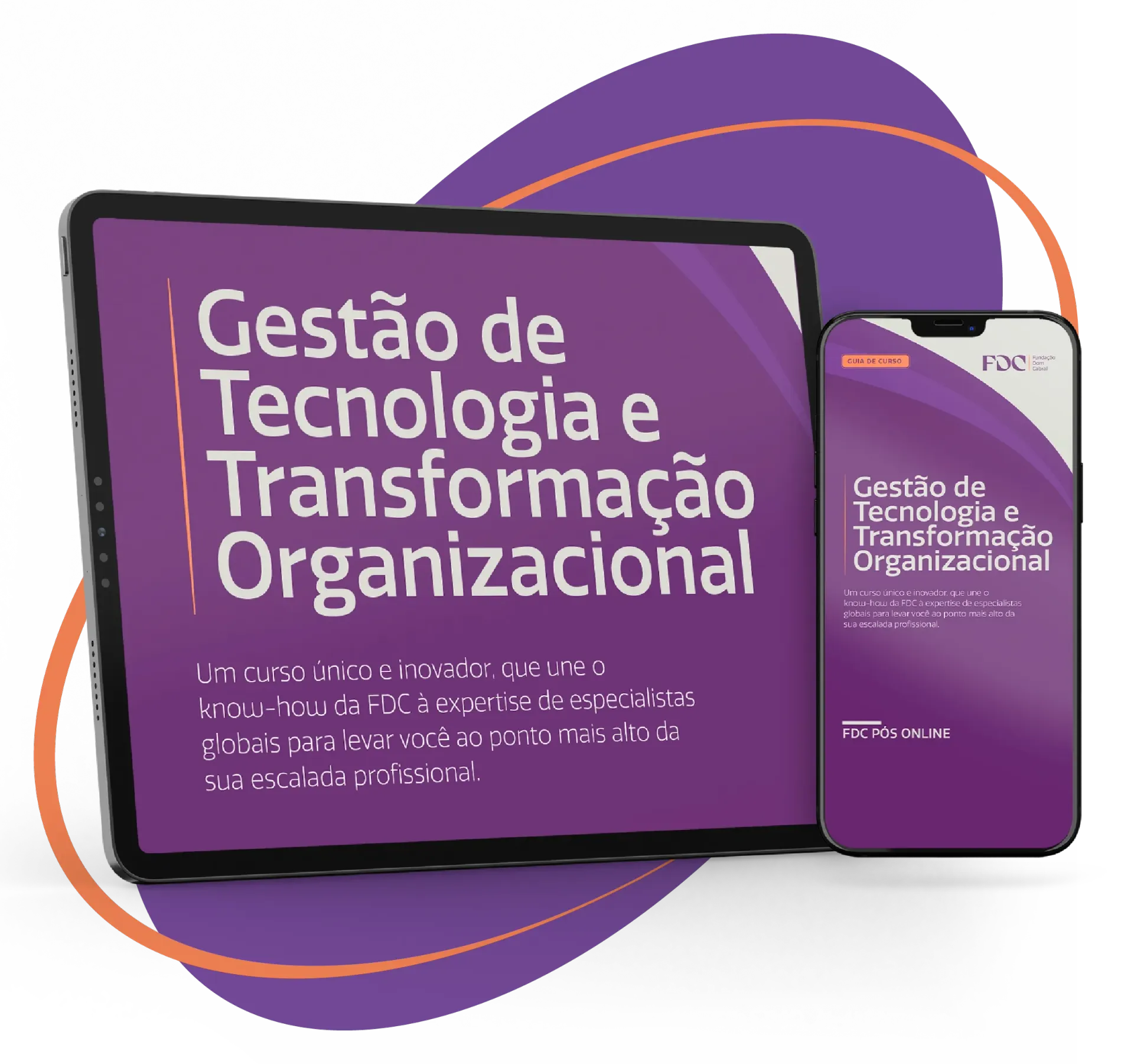 Um tablet branco com a imagem de um livro com o título