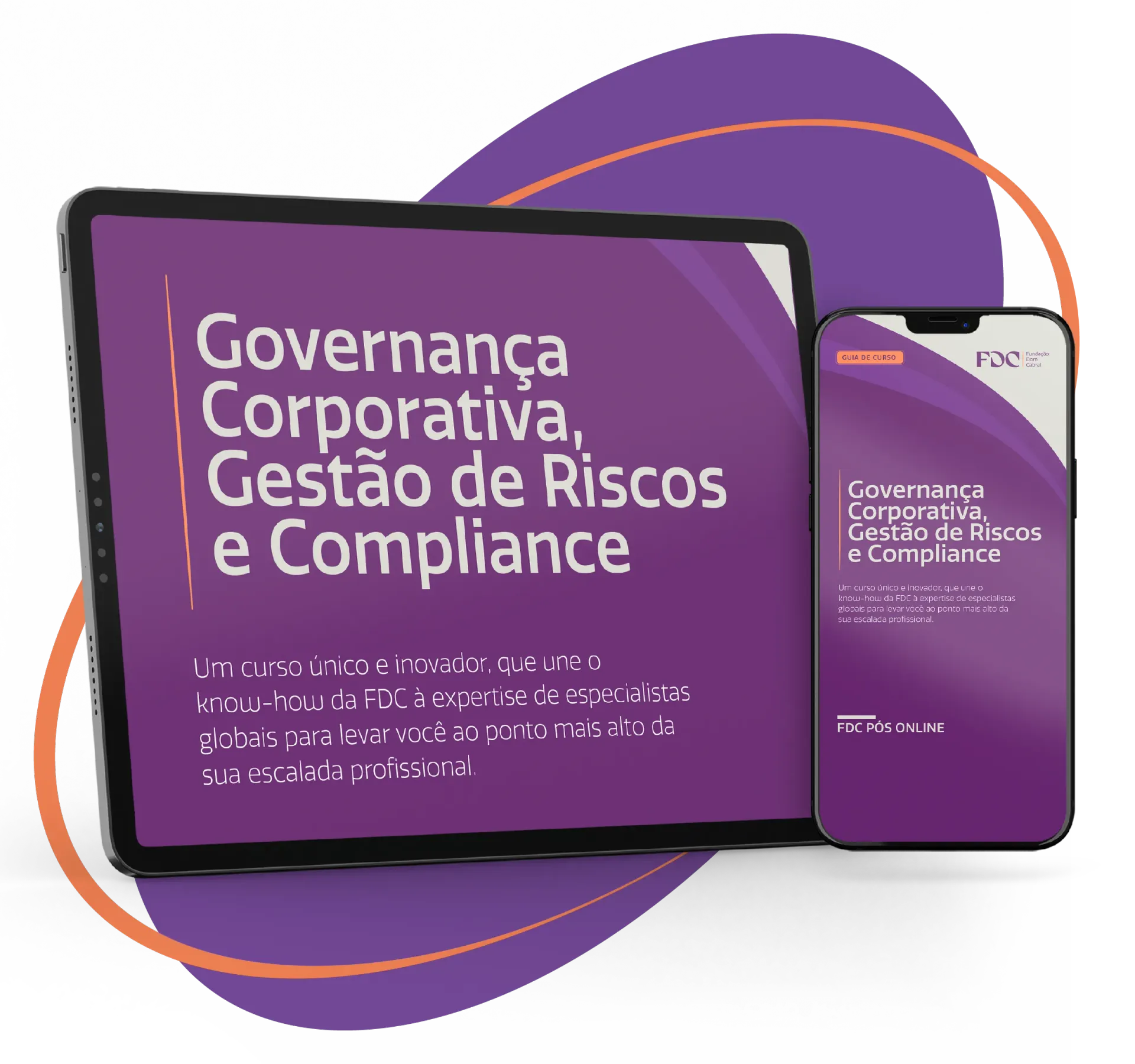Um tablet branco com a imagem de um livro com o título