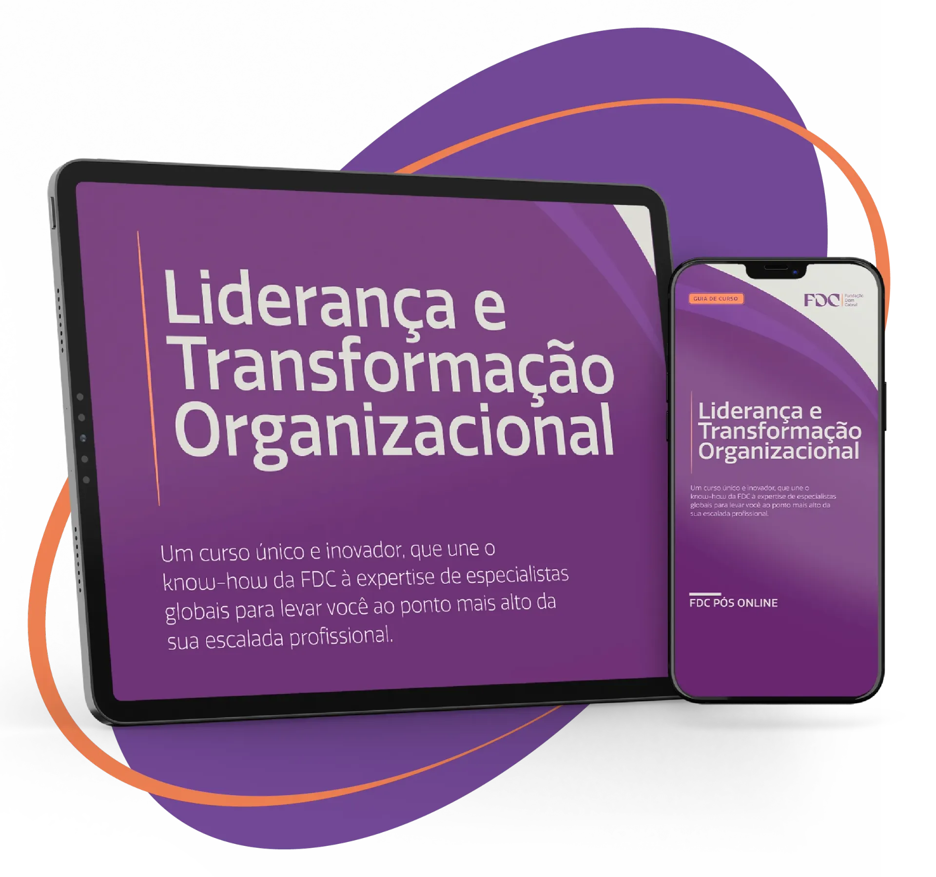 Um tablet branco com a imagem de um livro com o título