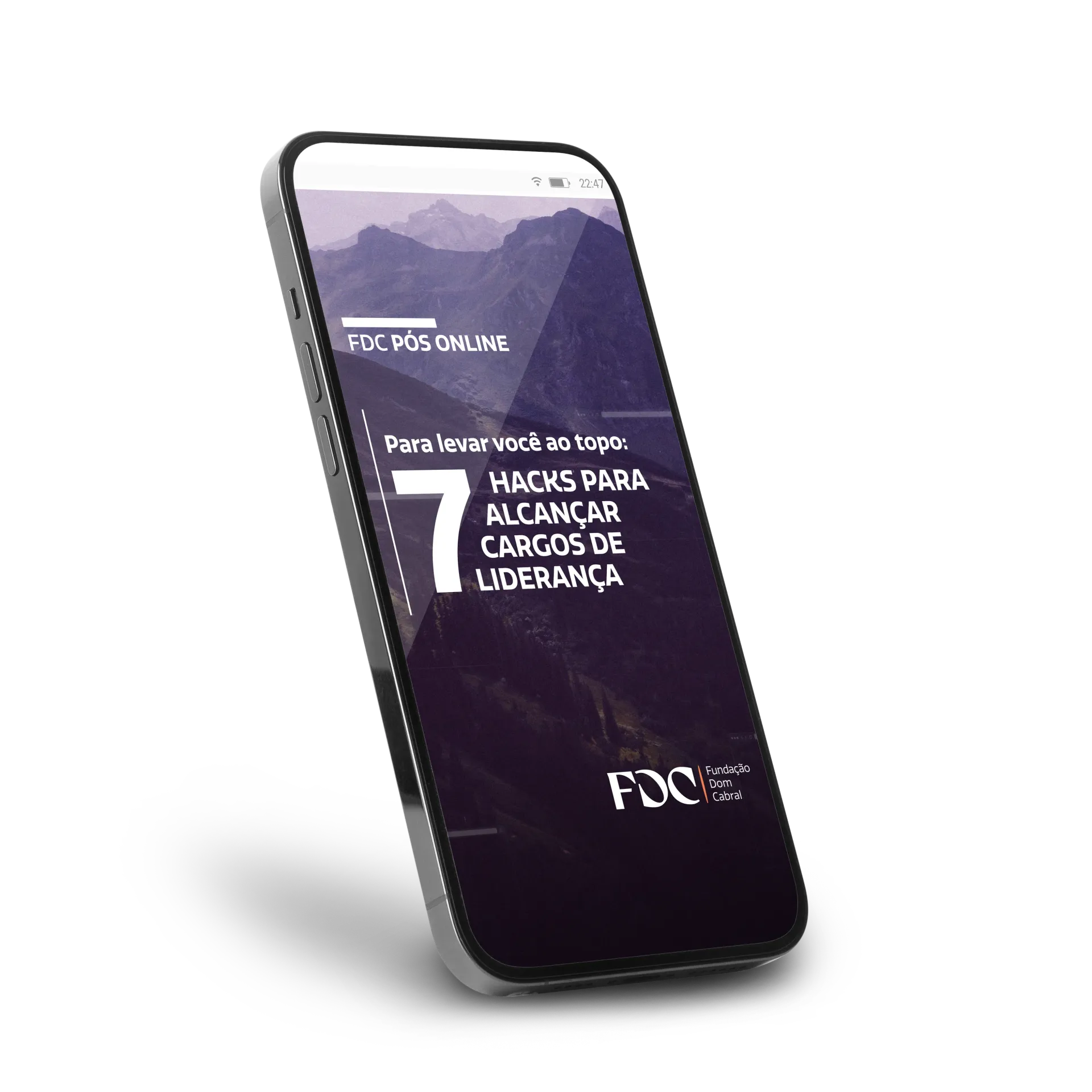 Um celular com o título 