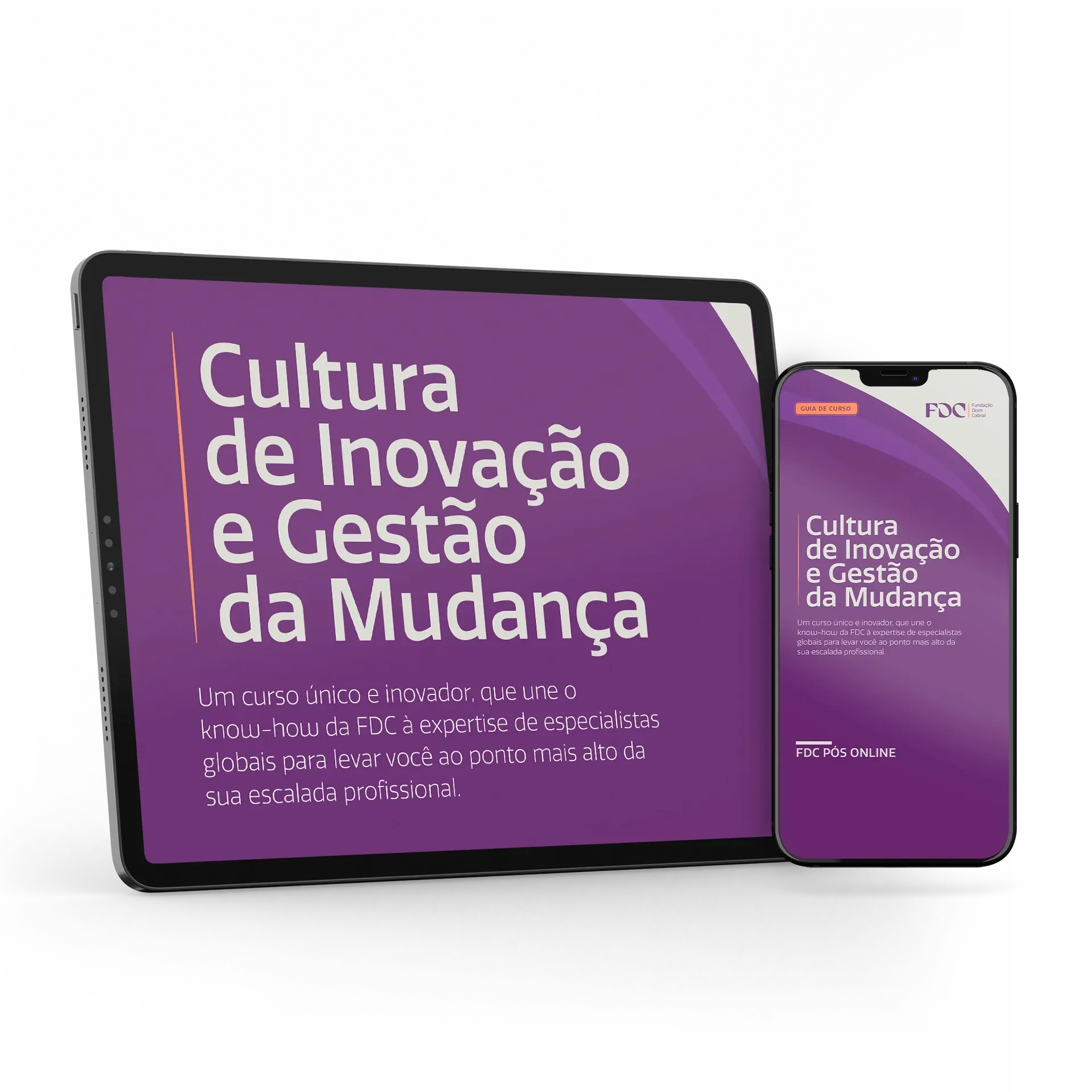 Um tablet branco com a imagem de um livro com o título