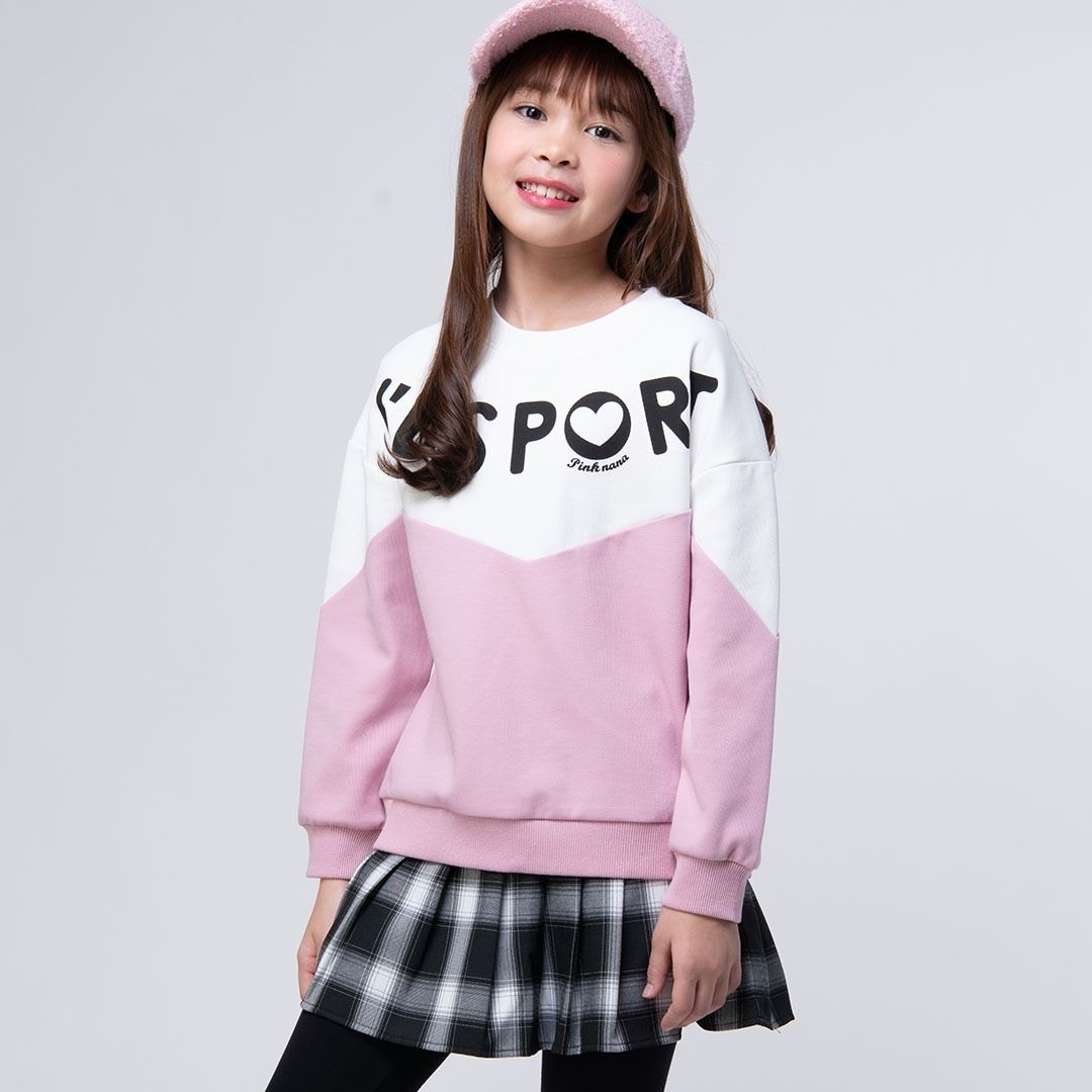 粉紅娜娜童裝/親子款/剪接撞色印字上衣