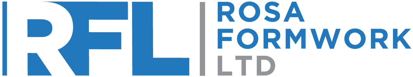 RFL Rosa Formwork Ltd logo in blue and gray on a white background