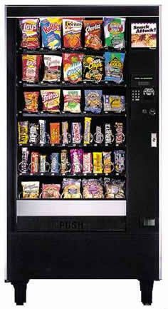 A vending machine filled with lots of snacks and drinks.