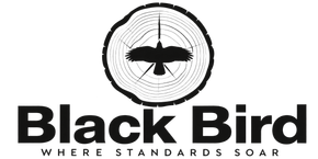 Black Bird logo with a flying bird inside a circle and the tagline “Where standards soar”