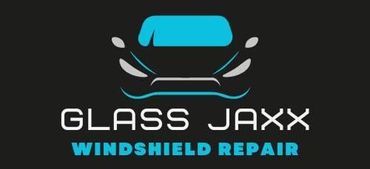 A logo for a company called glass jaxx windshield repair.