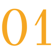 Orange “01” on a white background