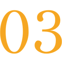 Orange number “03” on a white background