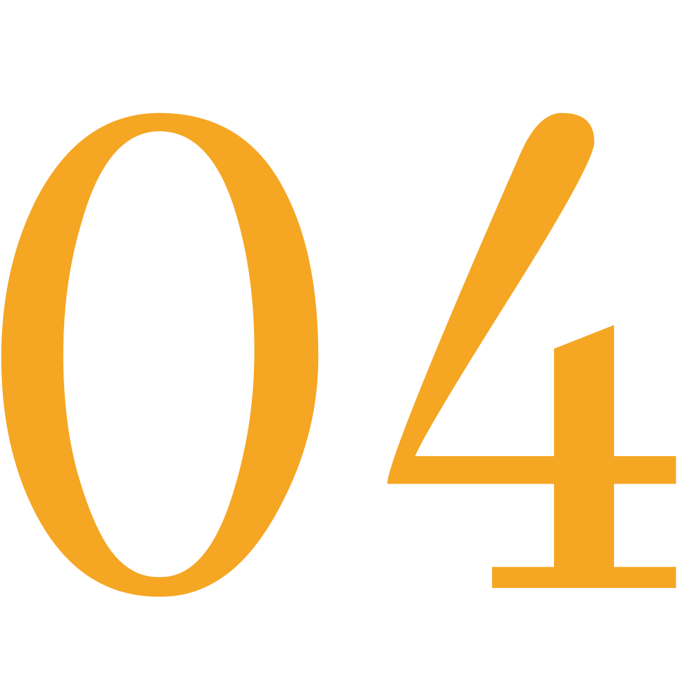 Orange number “03” on a white background