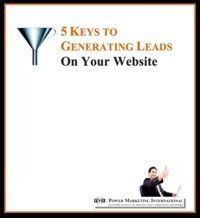 Cover of the ebook 5 Keys to Generating Leads On Your Website with a funnel icon