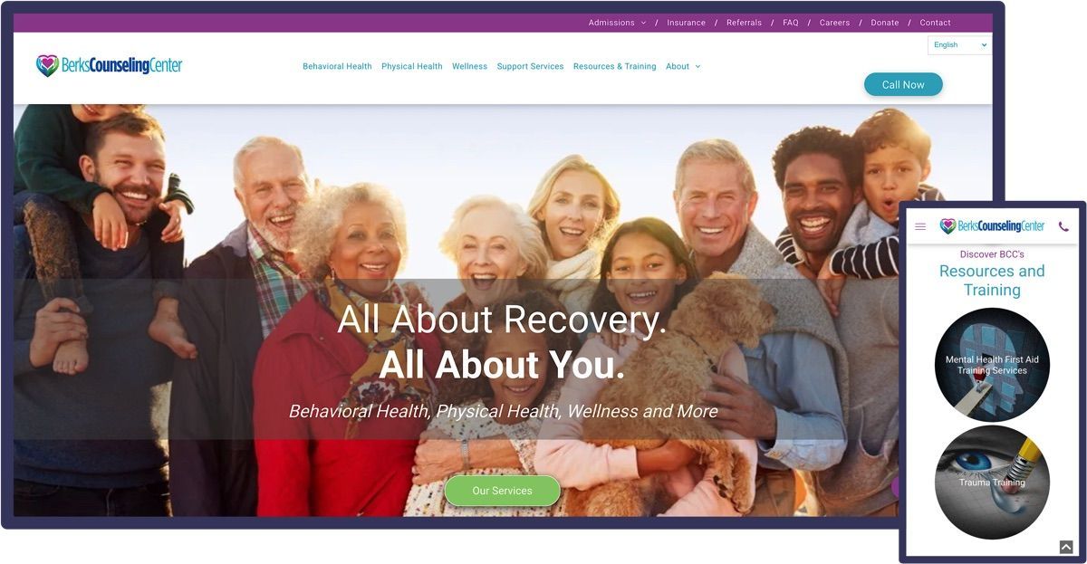 This website was designed for Berks Counseling Center in Berks County, PA
