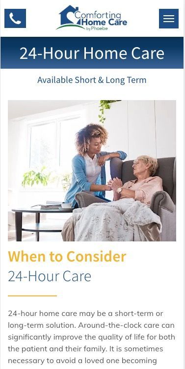 Mobile-Friendly Website Designed by PMI for Comforting Home Care by Phoebe.