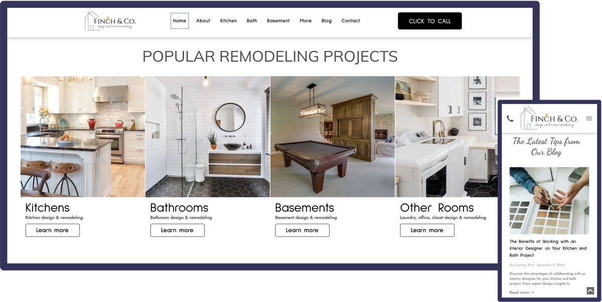 This website was designed for Finch and Company, a remodeling company in Berks County, PA