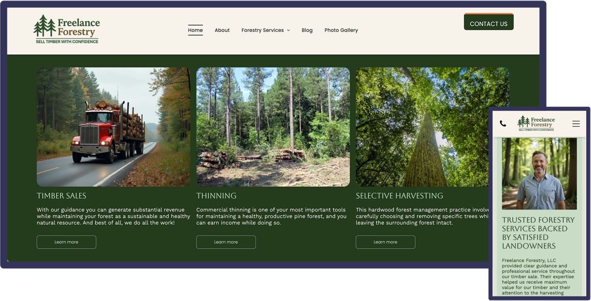 This website was designed for Freelance Forestry, a forestry service in Virginia