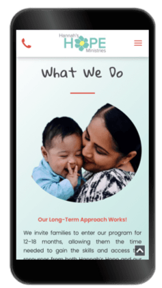 Mobile-Friendly Website Designed by PMI for Hannah's Hope Ministries in Reading, PA