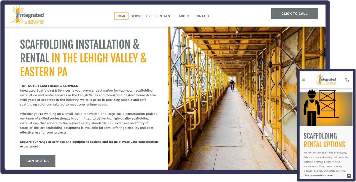 This website was designed for Integrated Scaffolding in Lehigh Valley, PA
