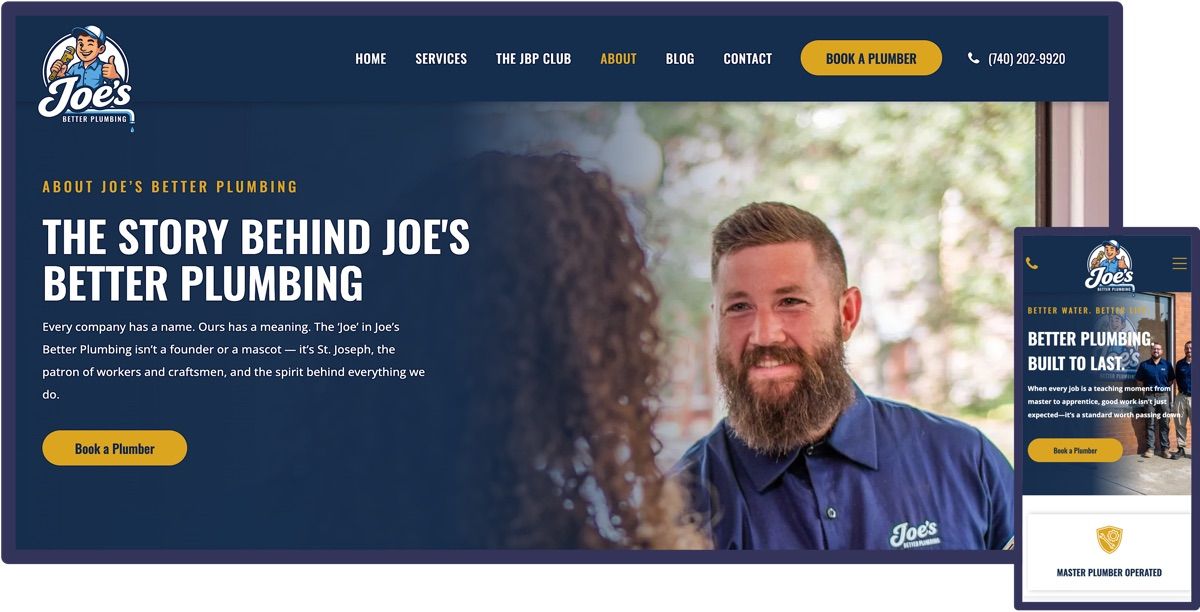 This website was designed for Joe's Better Plumbing in Steubenville, Ohio