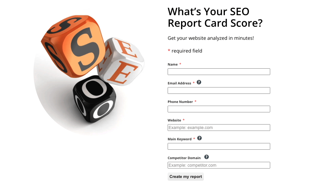 Example of a properly formatted landing page