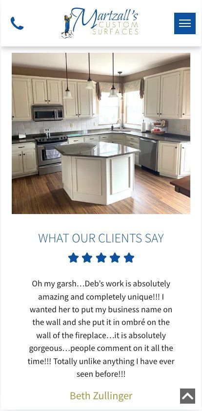 Mobile-Friendly Website Designed by PMI for Martzall's Custom Surfaces.
