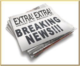Vintage newspaper headline reading Extra Extra Breaking News, a nod to using press releases for online marketing