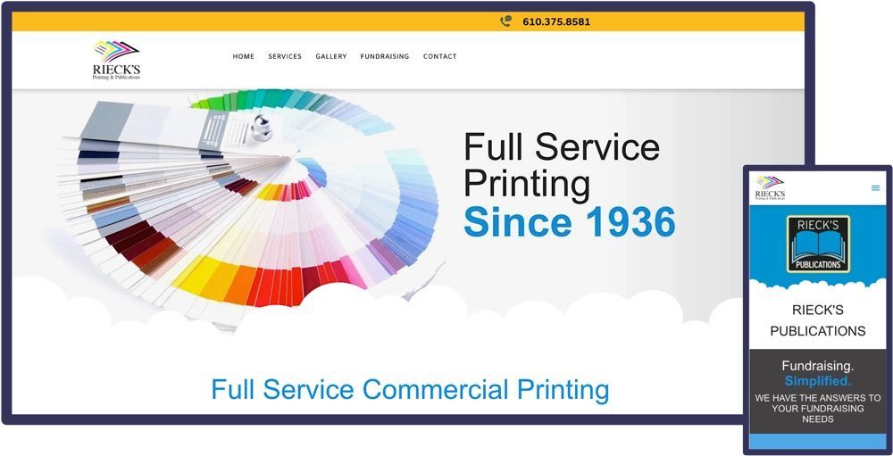 This website was designed for Rieck's Printing in Reading, PA