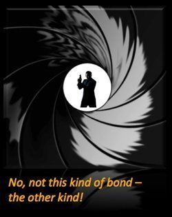 Gun barrel style graphic captioned not this kind of bond, the other kind, about turning social followers into fans