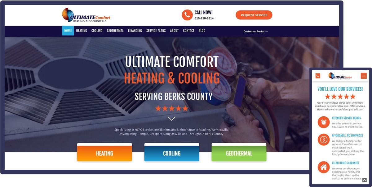 This website was designed for Ultimate Comfort Heating & Cooling in Wernersville PA