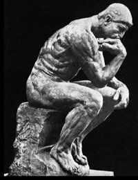 Rodin's The Thinker statue in black and white, a reminder to design a website for the right reasons