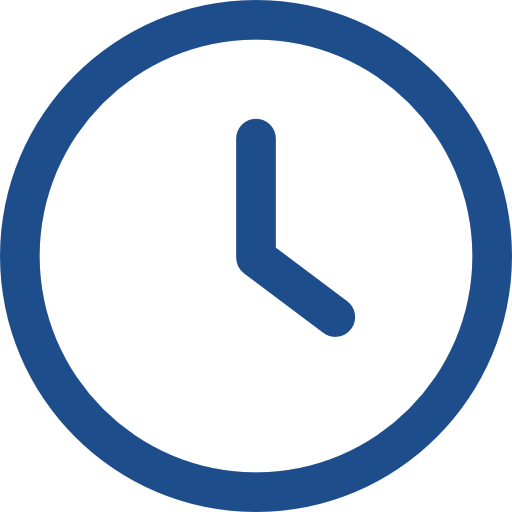 Blue clock icon with a circular border, showing 4:00