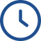 Blue clock icon with a circular border, showing 4:00