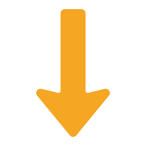 Orange downward arrow icon on a white background