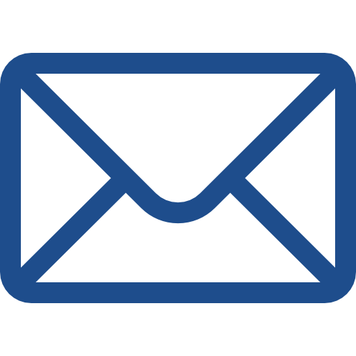 Blue envelope icon inside a rounded square outline