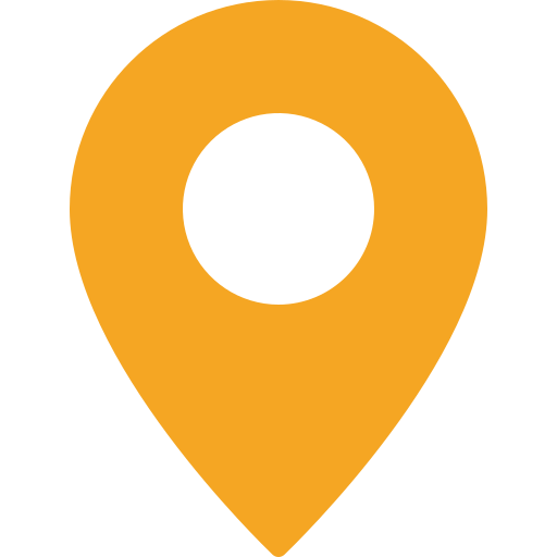 Orange map location pin icon with a white center hole