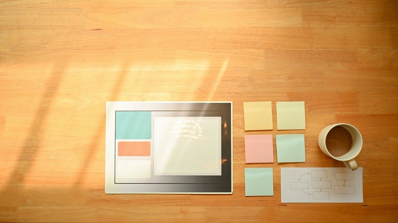 Planning table split between a single ad mockup and a broader marketing plan, showing advertising vs marketing differences