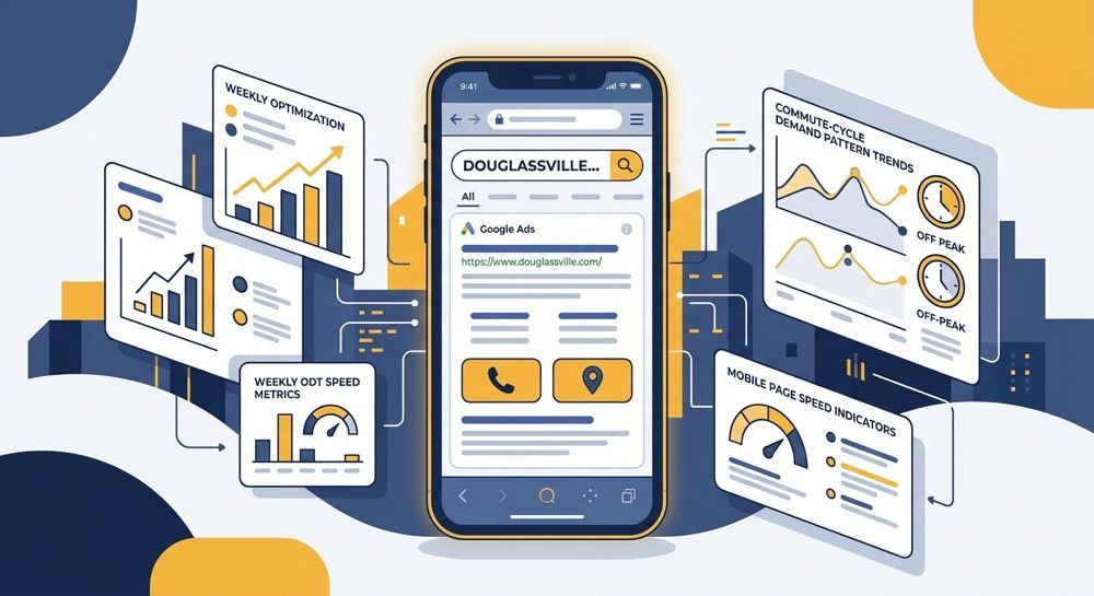 Mobile app dashboard with charts and analytics cards on blue and white screens