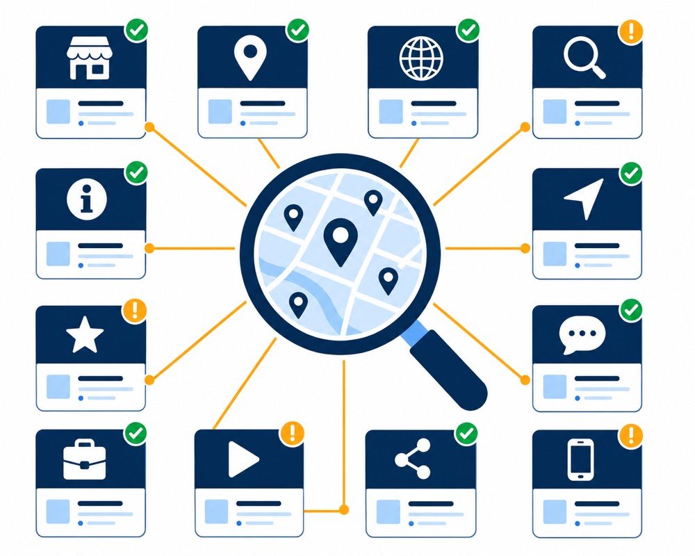 PMI local listings scan — checking name, address, and phone consistency across major directories for Lehigh Valley businesses.