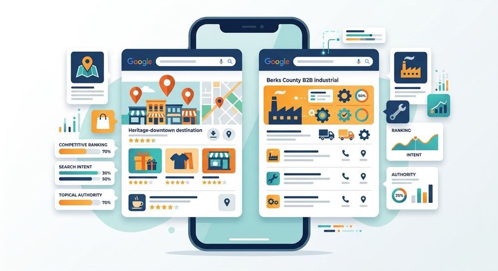 Colorful analytics dashboard on smartphone screen with charts, maps, and app icons around it