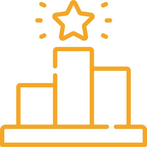 Orange podium icon with a star above the center platform