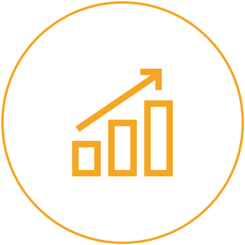 Orange puzzle icon inside a thin orange circle on a white background