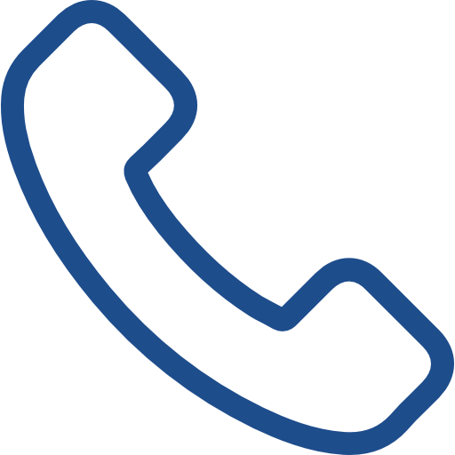 Blue outline of a telephone handset icon