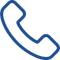 Blue outline of a telephone handset icon