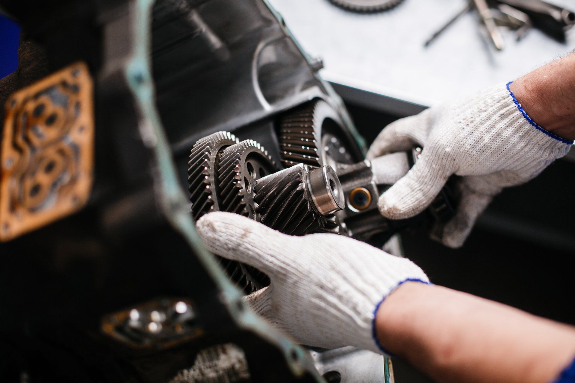 A Person Wearing White Work Gloves — Kings Brake Service Specialists in Tamworth, NSW