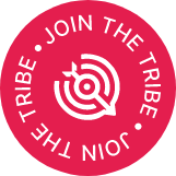 Red circle with white text 