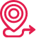 Red location pin with curved arrow.